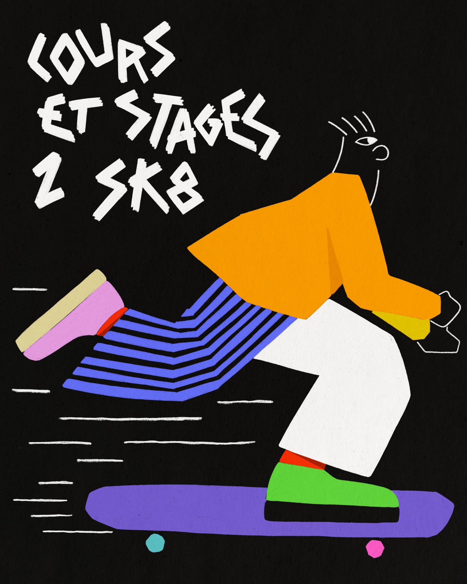 Visuel des stages Skatoria 2025 - Illustration par Ambroise Bellec